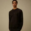 Diagonal upphöjd fleece-Sweatshirt med rund hals