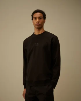 Diagonal upphöjd fleece-Sweatshirt med rund hals