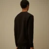 Diagonal upphöjd fleece-Sweatshirt med rund hals