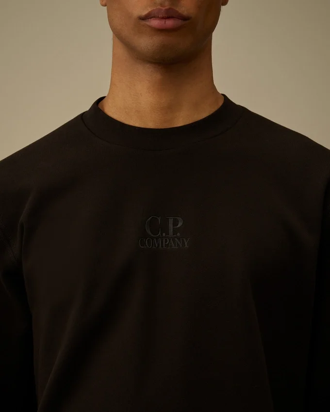 Diagonal upphöjd fleece-Sweatshirt med rund hals