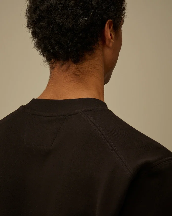Diagonal upphöjd fleece-Sweatshirt med rund hals