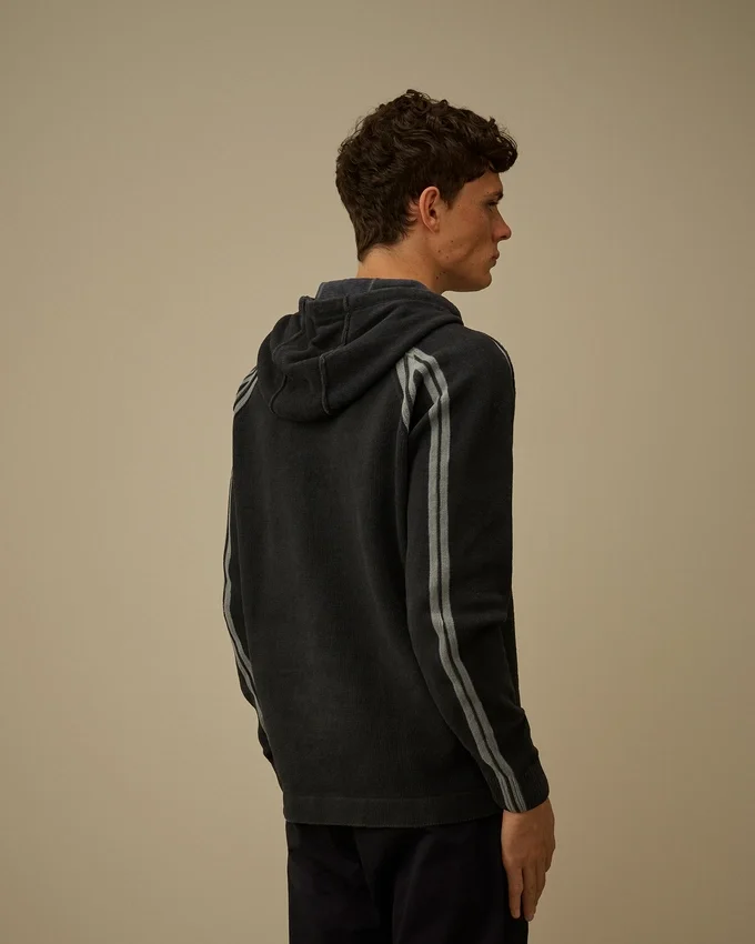 Dubbelfärgad hoodie i bomullschenille