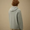 Huvsweatshirt i bomullsdiagonalfleece med dragkedja