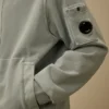 Huvsweatshirt i bomullsdiagonalfleece med dragkedja