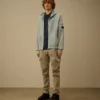 Huvsweatshirt i bomullsdiagonalfleece med dragkedja