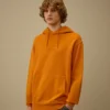 Huvsweatshirt i diagonal bomullsfleece