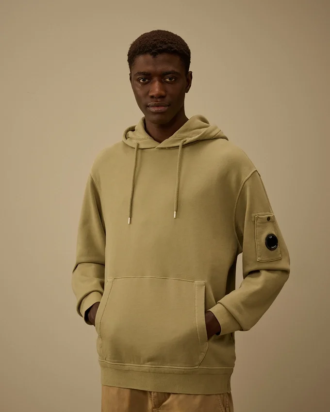 Huvsweatshirt i diagonal bomullsfleece med Lens-glasögon