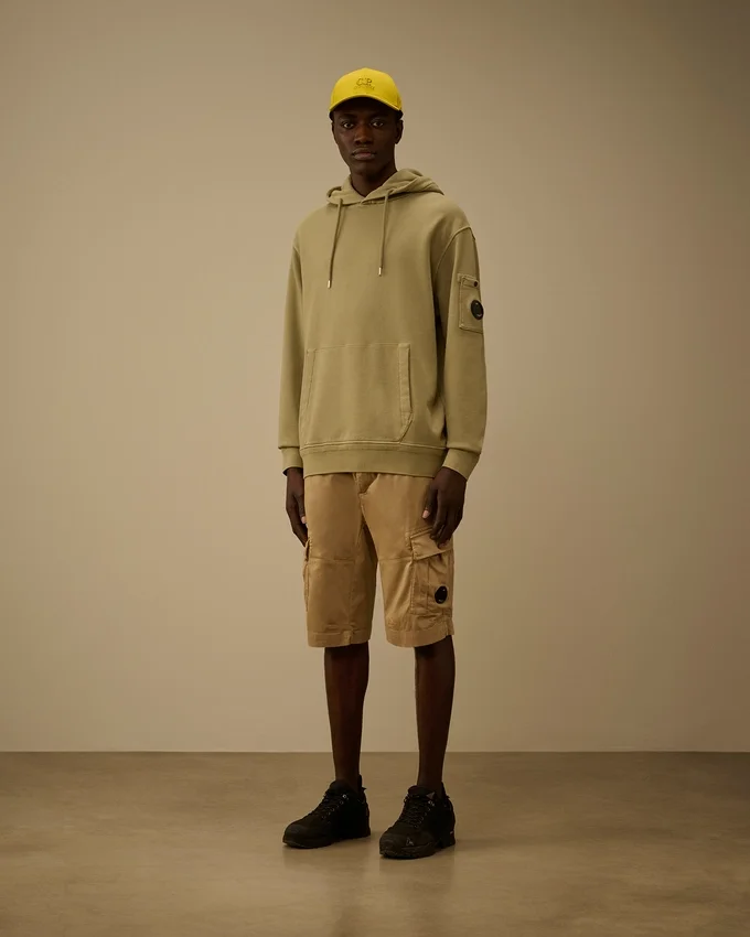 Huvsweatshirt i diagonal bomullsfleece med Lens-glasögon