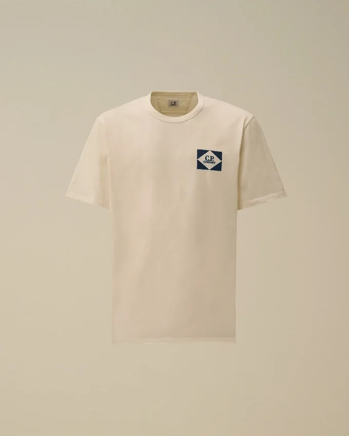 Kompakt 20/1 jersey-skjorta med kort ärm och logotyp