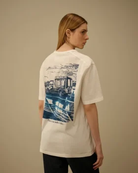 Kompakt 20/1 jersey-skjorta med kort ärm och logotyp