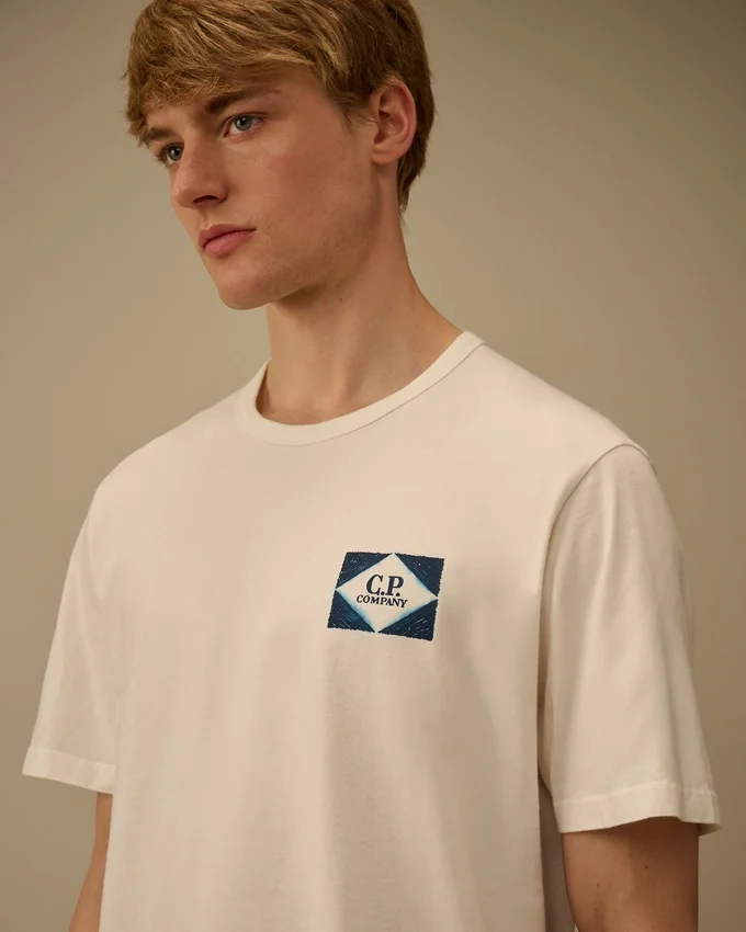 Kompakt 20/1 jersey-skjorta med kort ärm och logotyp
