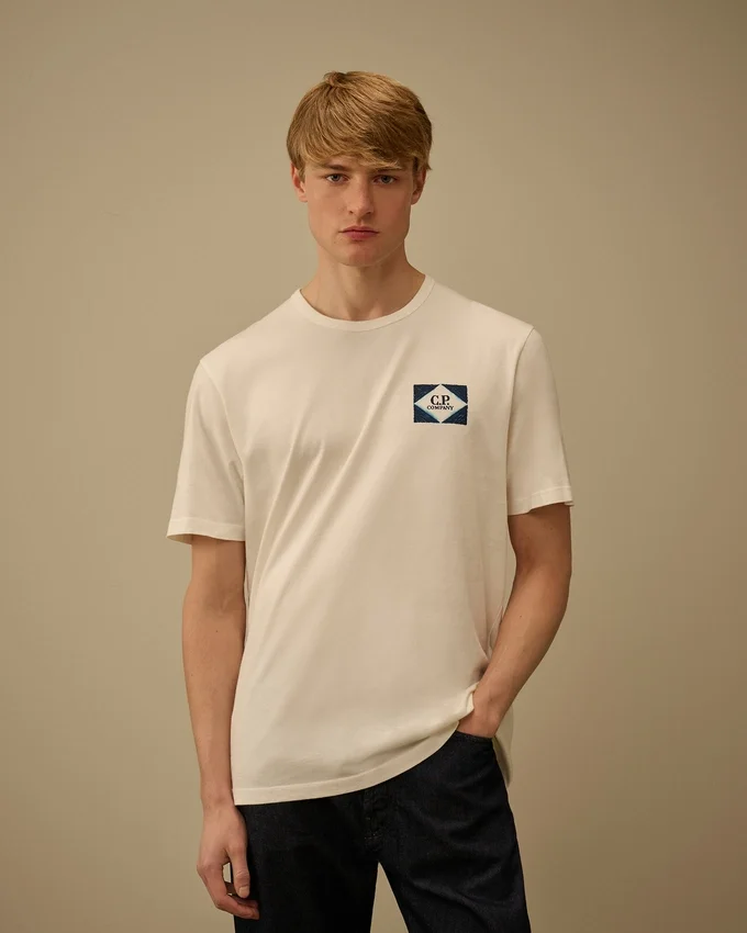 Kompakt 20/1 jersey-skjorta med kort ärm och logotyp
