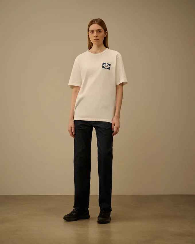 Kompakt 20/1 jersey-skjorta med kort ärm och logotyp