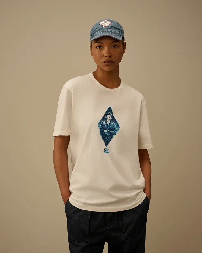 Kortärmad brittisk sjömans-T-shirt i kompakt 20/1-jersey