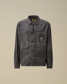 Långärmad chambray-skjorta med dragkedja
