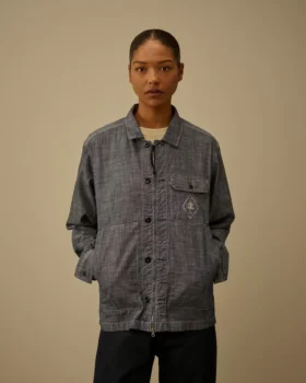 Långärmad chambray-skjorta med dragkedja