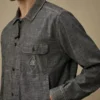 Långärmad chambray-skjorta med dragkedja