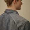 Långärmad chambray-skjorta med dragkedja