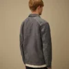 Långärmad chambray-skjorta med dragkedja