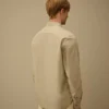 Långärmad skjorta i poplin med Lens-motiv och knappar