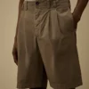 Lösa shorts i bomullsgabardin