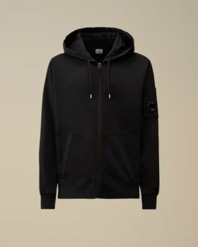 Lätt fleece-Sweatshirt med huva, dragkedja och Lens-motiv