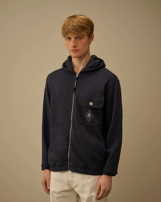 Malfilè fleece-Sweatshirt med huva och dragkedja