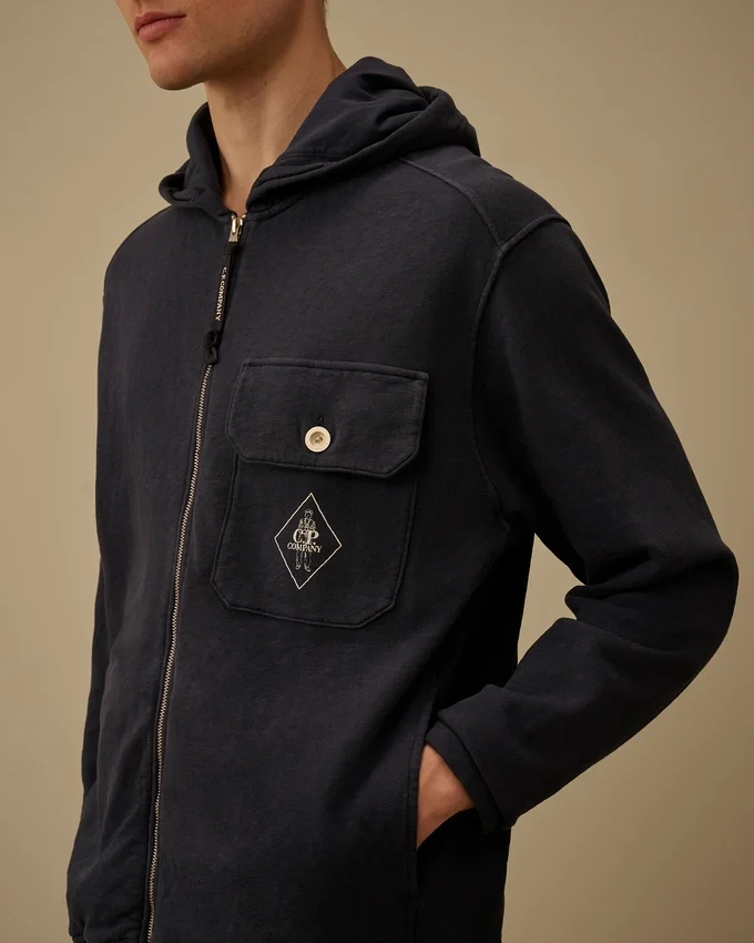 Malfilè fleece-Sweatshirt med huva och dragkedja