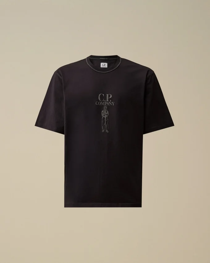 Merceriserad jersey 30/2 tvinnad kortärmad T-shirt med logotyp