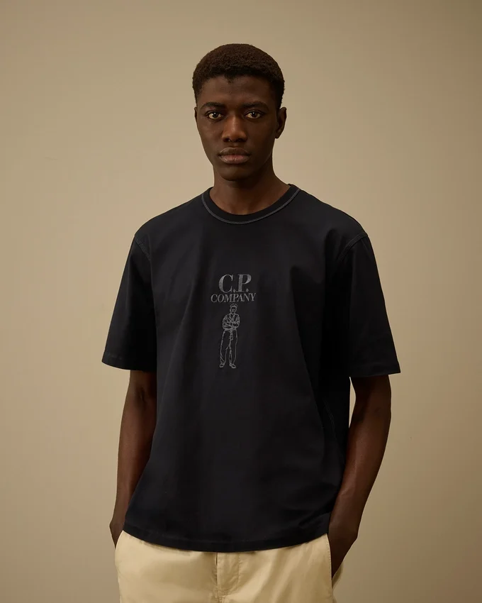 Merceriserad jersey 30/2 tvinnad kortärmad T-shirt med logotyp