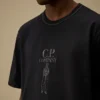 Merceriserad jersey 30/2 tvinnad kortärmad T-shirt med logotyp