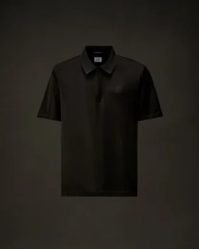 Metropolis Series – kortärmad polotröja i merceriserad jersey med halv dragkedja