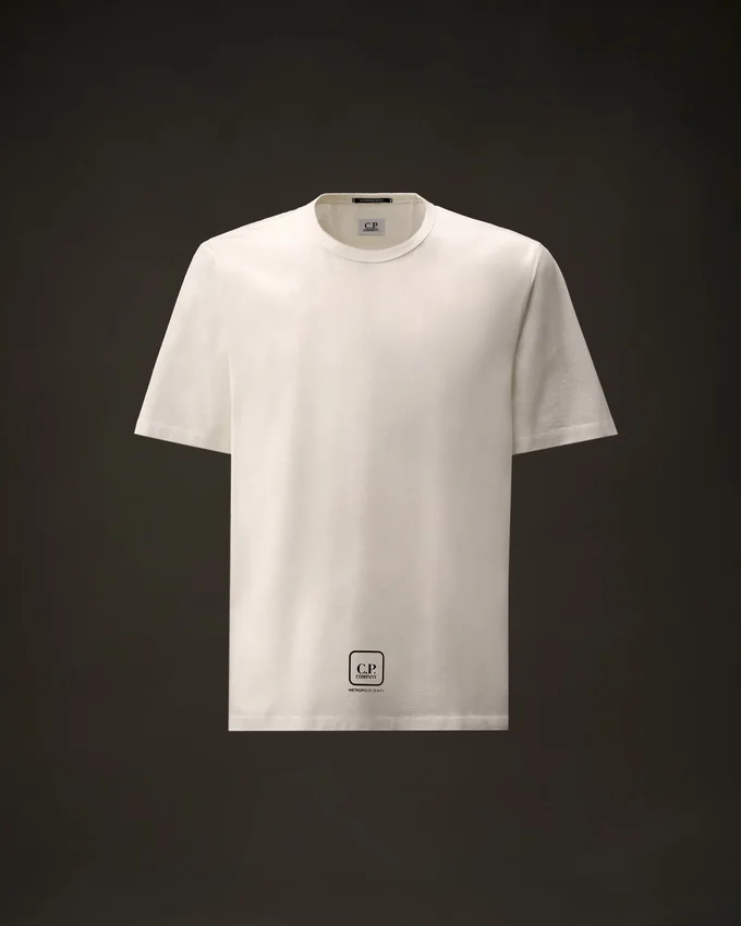 Metropolis Series kortärmad T-shirt i merceriserad jersey med tryck