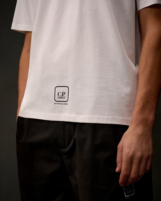 Metropolis Series kortärmad T-shirt i merceriserad jersey med tryck