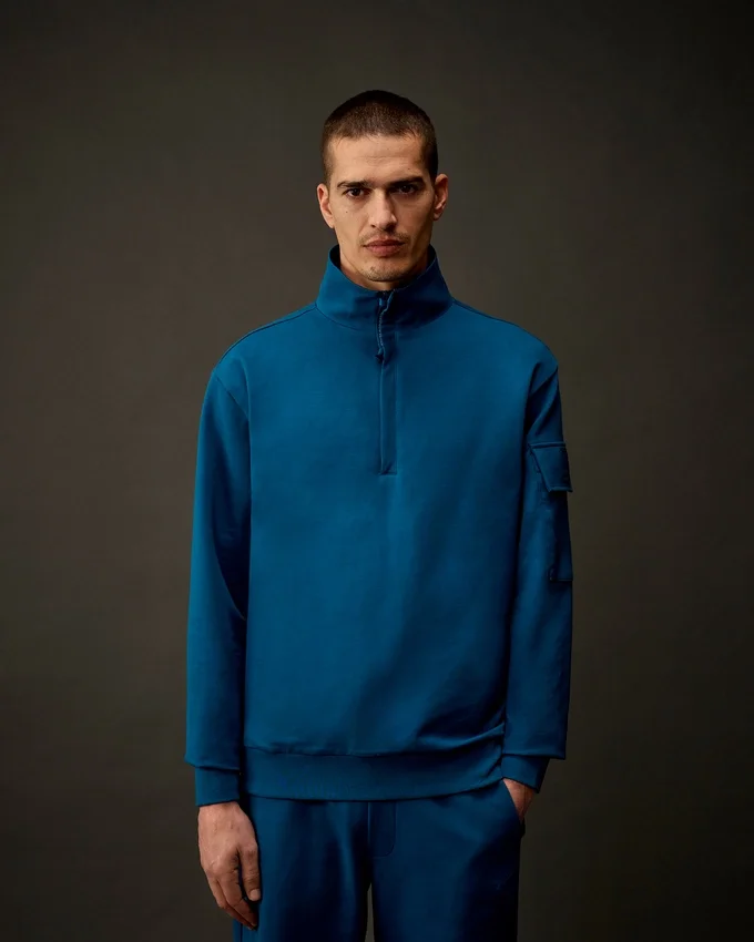 Metropolis Series: Stretchfleece-Sweatshirt med halv dragkedja
