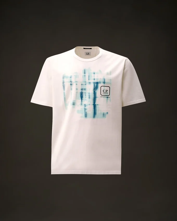 Metropolis Series: T-shirt i merceriserad jersey med korta ärmar och grafiskt tryckt logotyp