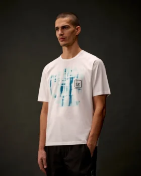 Metropolis Series: T-shirt i merceriserad jersey med korta ärmar och grafiskt tryckt logotyp
