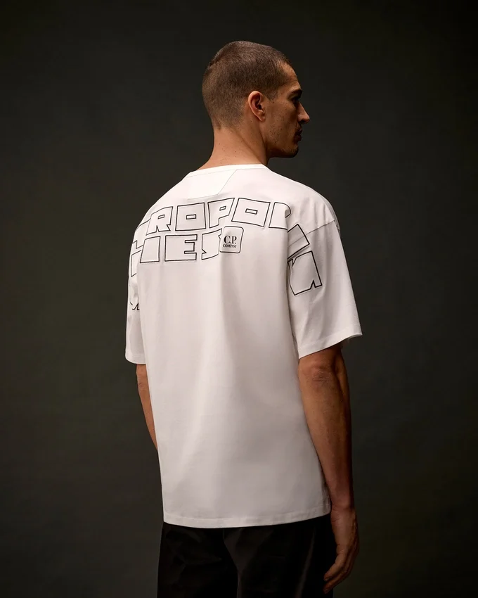 Metropolis Series: T-shirt med korta ärmar i merceriserad jersey och broderi på ryggen
