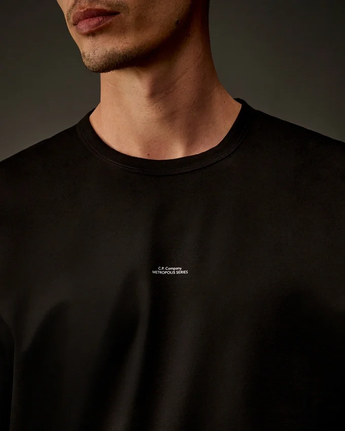 Metropolis Series: T-shirt med korta ärmar i merceriserad jersey och logotyp på bröstet