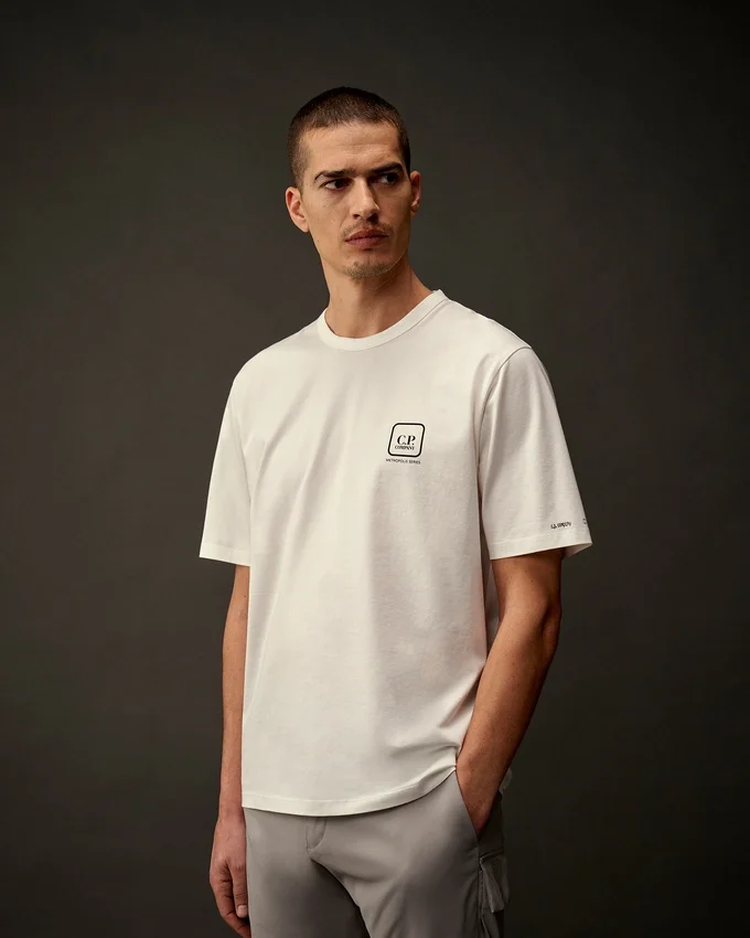 Metropolis Series: T-shirt med korta ärmar i merceriserad jersey och tryckt grafisk motiv