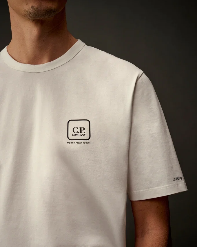 Metropolis Series: T-shirt med korta ärmar i merceriserad jersey och tryckt grafisk motiv