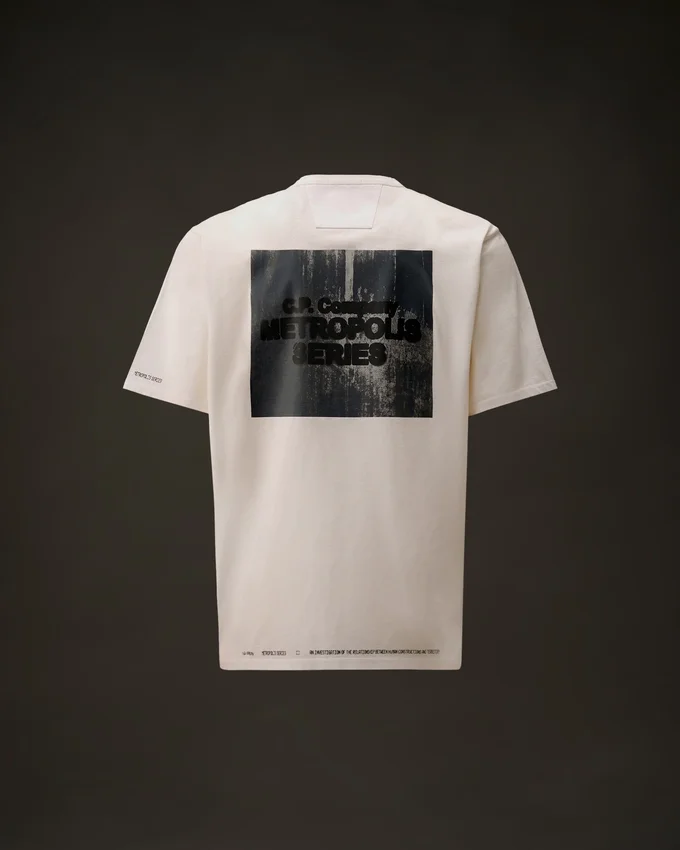 Metropolis Series: T-shirt med korta ärmar i merceriserad jersey och tryckt grafisk motiv