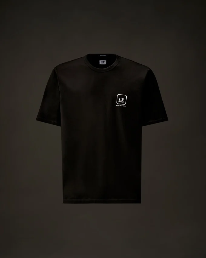 Metropolis Series: T-shirt med korta ärmar i merceriserad jersey och tryckt logotyp