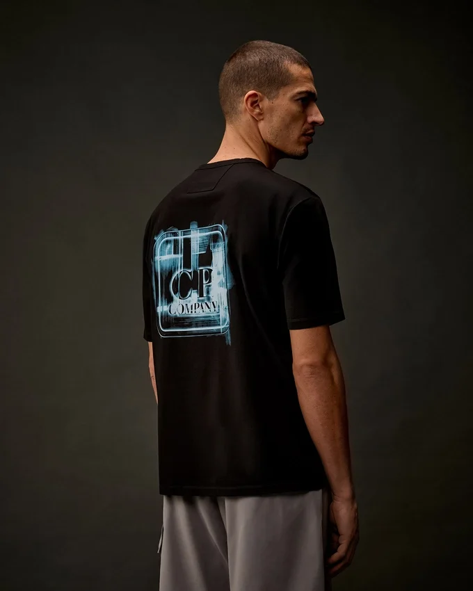 Metropolis Series: T-shirt med korta ärmar i merceriserad jersey och tryckt logotyp