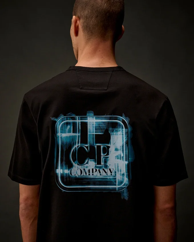 Metropolis Series: T-shirt med korta ärmar i merceriserad jersey och tryckt logotyp