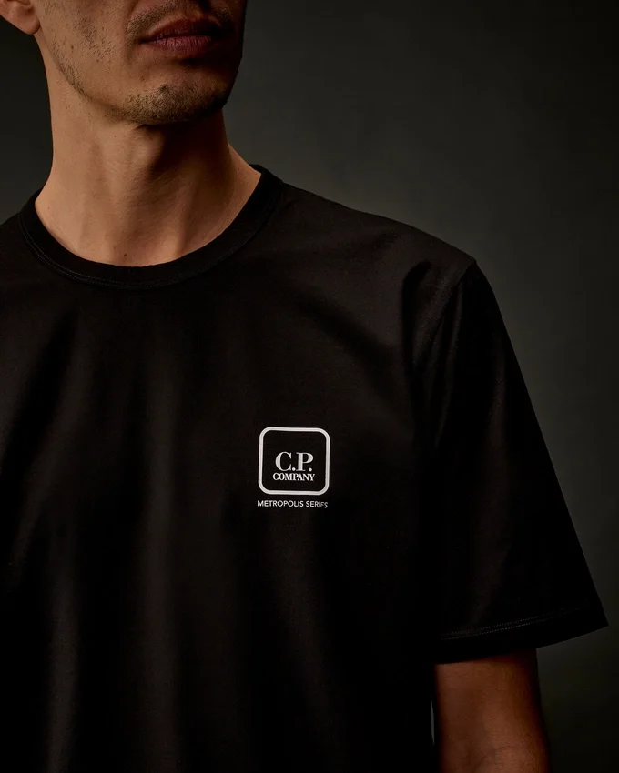 Metropolis Series: T-shirt med korta ärmar i merceriserad jersey och tryckt logotyp