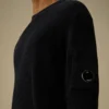Sea Island-bomullströja med ribbade detaljer, rund hals och Lens-motiv