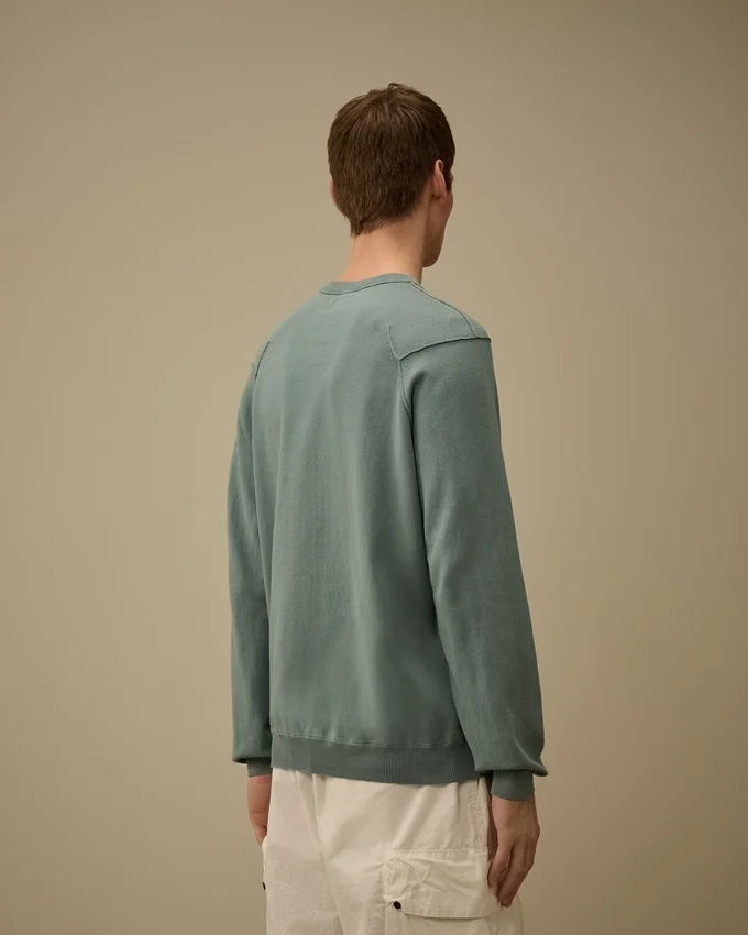 Sea Island-bomullströja med rund hals och linsmönster