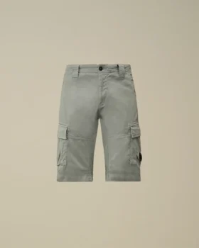 Stretch-satängshorts med cargo-länsar