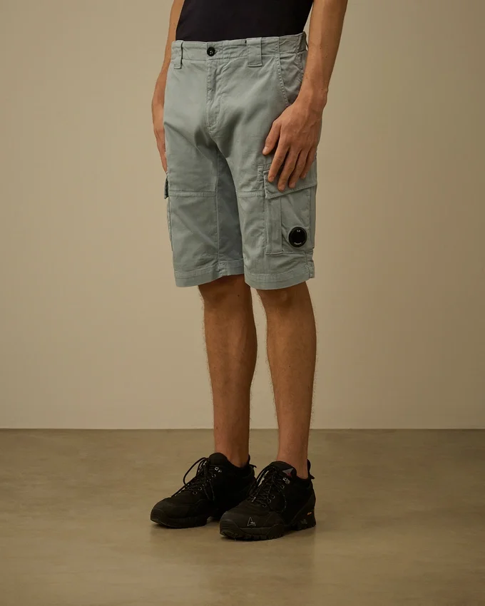 Stretch-satängshorts med cargo-länsar